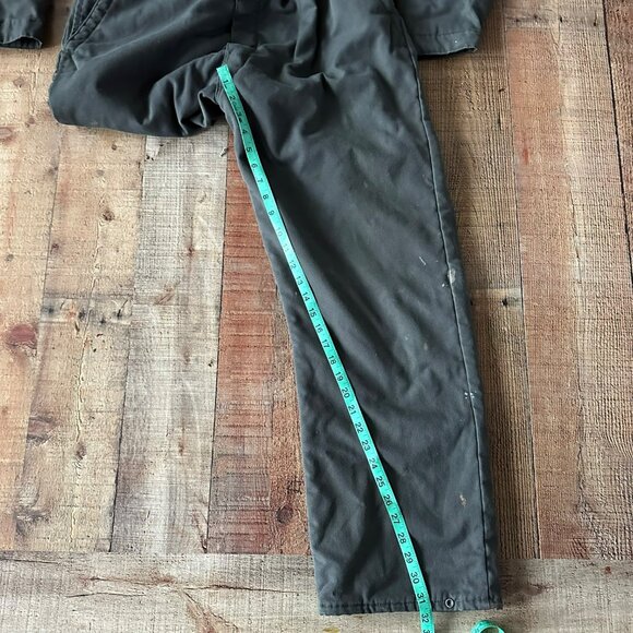 Vintage Big Smith Olive Green Insulated Coveralls With Red Lining & Zipper Front - Picture 16 of 16